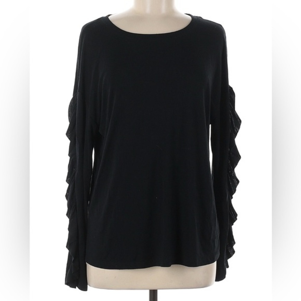 Sanctuary Womens Black Ruffle Long Sleeve Top T2253-KS502 Size M‎ Dark Academia